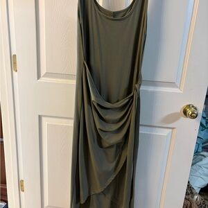 Elegant Olive Green Draped Dress